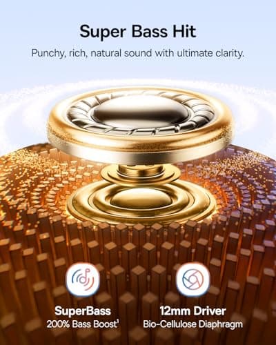 Baseus Bass BC1 Open Ear Earbuds Clip-On Headphones, Open-Ring Comfort with Tri-Curve Snug Clip, Powerful Sound with SuperBass, 4-Mic Clear Calls, IP55 Waterproof, 38H Playtime (Matt Black) - Thumbnail 2