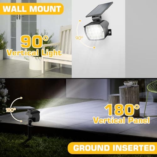 Kaxiida Solar Spot Lights Outdoor Waterproof - 2026 Upgrade 3 Level Ultra Bright Spot Lights Uplights, LED Landscape Spotlight for Tree, Pathway, Wall, Adjustable Solar Panel Auto On/Off - Thumbnail 5