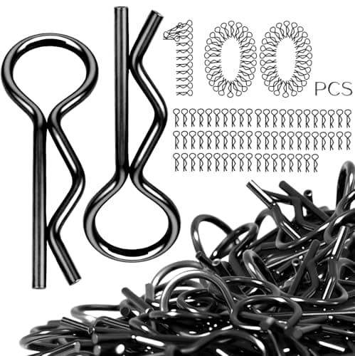 Universal 1.0mm RC Car Body Clips Retainer Pull Tabs Body Clips (10-Pack), Rubber and Metal Body Clips for Arrma 1/10 Granite/Senton Boost, Traxxas 1/12 1/14 1/16 Scale RC Crawler, Fixed Buckle(Black) - Image 1