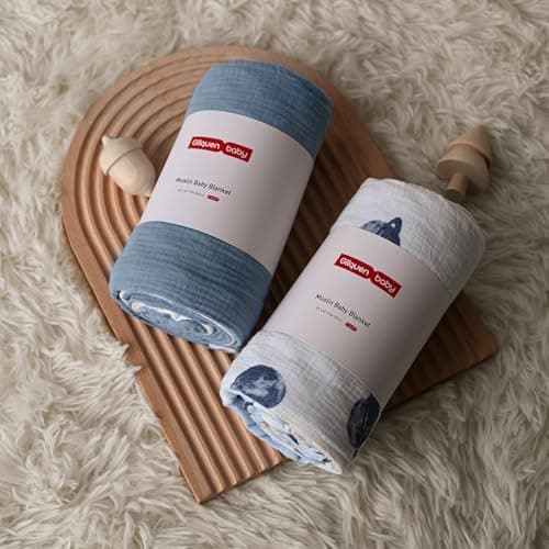 GLLQUEN BABY Blankets for Unisex Boys Girls, 2-Pack Muslin Cotton Front Soft and Breathable, and Dotted Fleece Backing, Printed Bed Nursery Minky Blankets for Toddler Newborn, Space, 30 x 40 inches - Thumbnail 5