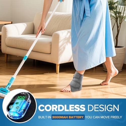 Cordless Foot and Ankle Massager for Pain Relief, Rechargeable Foot Massager for Neuropathy Ankle Heating Pad Wrap with Massage for Circulation, 6 Heat & 3 Vibration Levels, Auto Shut-Off (Grey) - Thumbnail 5