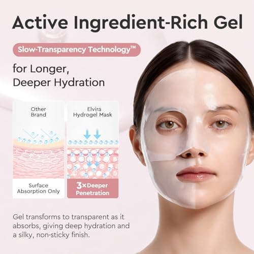 Elvira Bio-Collagen Real Deep Mask, Overnight Hydrating Face Mask with Hyaluronic Acid, Korean Skincare Face Mask for Moisturizing and Firming, Face Masks Sheet for All Skin Types, 4 Pack - Thumbnail 4