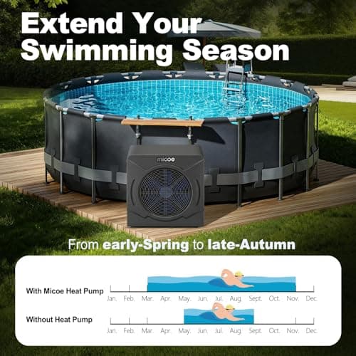 MICOE 18000 BTU Pool Heater for Above Ground Pools, Swimming Pool Heat Pump, Heating and Cooling, Smart App Control，Titanium Heat Exchanger, Ultra Quiet 50dB, 110V - Thumbnail 4