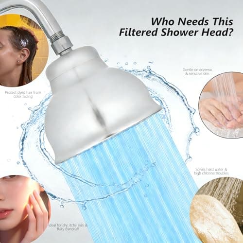 Stainless Steel Shower Head with Filters - Durable & Rustproof, Filtered Shower Head with High-Capacity Filter Cartridge for Hard Water - Long-Lasting Filtration Reduce Hair Shedding Soothe Dry Skin - Thumbnail 6
