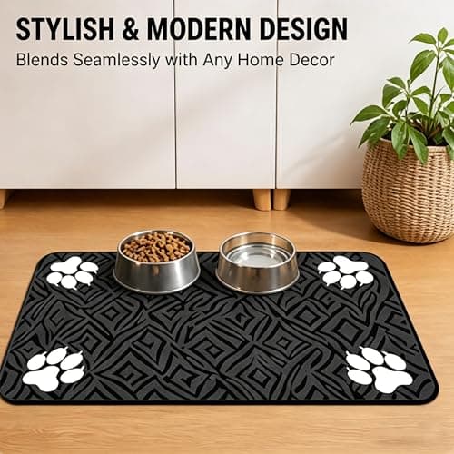 Cat Food Mat 24"x16" Pet Feeding Mats Absorbent Dog Eating Mat for Food and Water,Easy Clean Dog Mats Puppy Supplies Accessories Floor Protection - Thumbnail 2