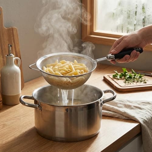 Fine Mesh Strainer Set, 304 Stainless Steel Kitchen Strainers 3 Sizes (12/14/18cm), 40 Mesh Sieve for Rice, Pasta, Flour, Tea & Juicing, Rustproof Food Strainer with Long Handle, Dishwasher Safe - Thumbnail 2