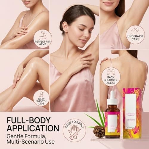 FONSKIN Natural Hair Removal Oil to Slow Body Hair Regrowth for Women & Men | Soothes Skin, Moisturizes & Minimize Pores | Plant-Based, All Skin Types, 2 Fl Oz / 60ml - Thumbnail 4