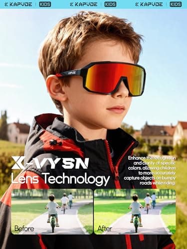 KAPVOE Kids Baseball Sunglasses Polarized for Boys Girls 6-14, Youth Baseball Sunglasses UV400 with Lightweight TR90 Frame, Adjustable Nose Pads for Softball Cycling Running - Thumbnail 3