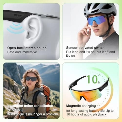 Blackview Buletooth Sunglasses, UV400Protection, Bult in Mic & Speakers, Voice Assistant Compatible, 5.4 Bluetooth, Polarized Lens for Outdoor Activities - Thumbnail 3