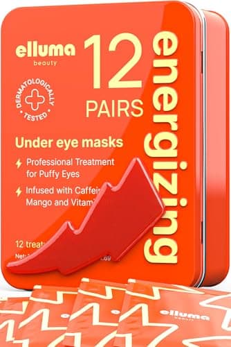 Elluma Beauty Under Eye Patches 12 Pairs of Themed Hydrogel Eye Gel Pads - For Puffy Eyes and Dark Circles, Under Eye Bags, Wrinkles - Energizing Set with Caffeine - Image 1