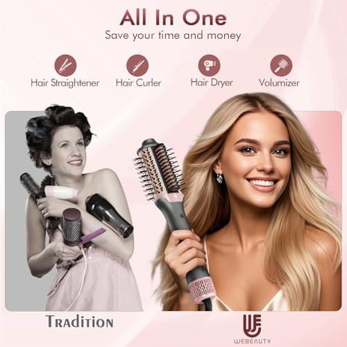 Blow Dryer Brush Hair Straightener: High Speed Hot Air Styler 110,000 RPM for Fast Drying Straightening Volumizing, One Step Volumizer with PTC Smoothing Comb Negative Ion for Silky Frizz-Free - Thumbnail 4