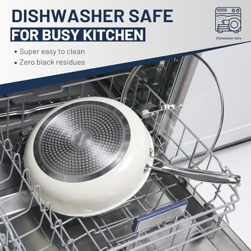 Kikcoin Nonstick Frying Pan with Lid - 12 inch Ceramic Deep Frying Pan for Cooking - 5 QT Large Saute Pan with Stay Cool Handle, Induction Ready, PFAS/PTFE/PFOA Free, All Oven/Dishwasher Safe - Thumbnail 4