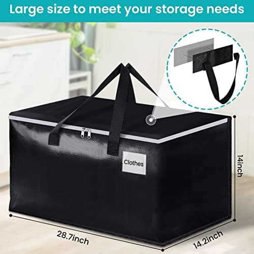 EpicTotes Extra Large Moving Boxes-Moving Bags with Zipper, Carrying Handles and Tag Pocket-Moving Supplies for Space Saving-Totes for Storage - for moving, Storage, Camping and Travel 93L-4 Pack - Thumbnail 3
