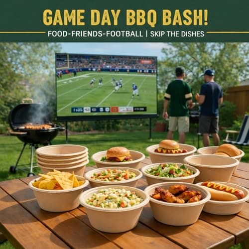 JYTIDYRA 32 oz Disposable Paper Bowls, Heavy-Duty Compostable Soup Bowls, Eco-Friendly Biodegradable Bagasse Bowls, Microwave & Freezer Safe, Large Deep Bowls for Salad, Cereal, BBQ [100 Pack] - Thumbnail 3