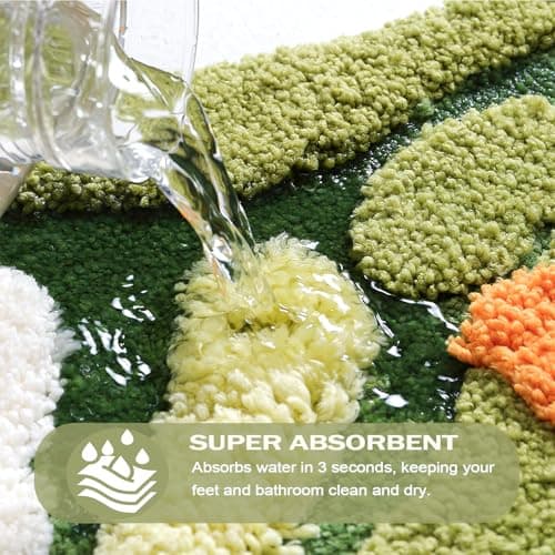 PTAEXCEL Cute Bath Mat, Moss Rug Soft Green Bathroom Rug, Non Slip Bath Mat Super Absorbent, Floral Nature Bathtub Mat Washable for Shower Bathroom Floor (The Reed, 32" x 20") - Thumbnail 4