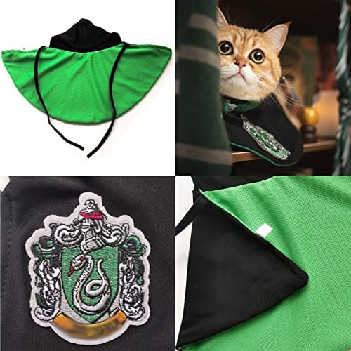 Dog Cat Costumes with Glasses and Neckties,Cosplay Costume Set Perfect for Party and Gifts for Cat Dog (Slytherin, Small) - Thumbnail 5