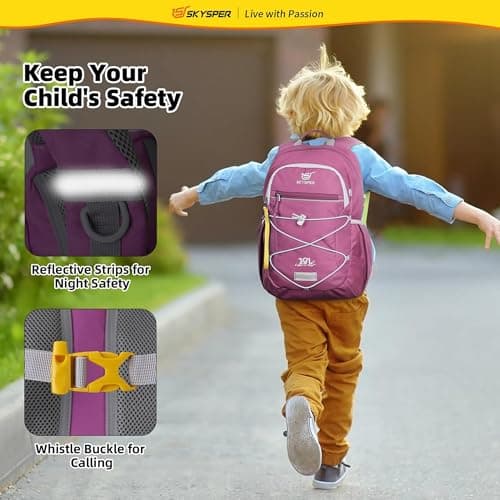 SKYSPER Kids Backpack 18L Children School Bag Child Boy Girl Pack Ages 4-8 for Traveling Day Trips Classes(Purple) - Thumbnail 5