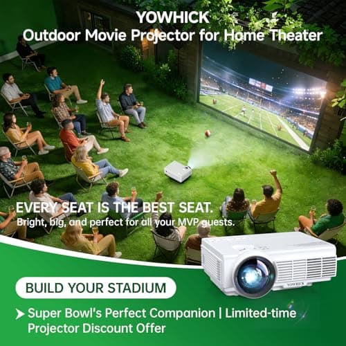 Projector with WiFi and Bluetooth, Outdoor Mini Movie Projector by YOWHICK with 5G WiFi, Native 1080P 9500L and 4K Support for HDMI, VGA, USB, Laptop, iOS & Android Phone - Thumbnail 2