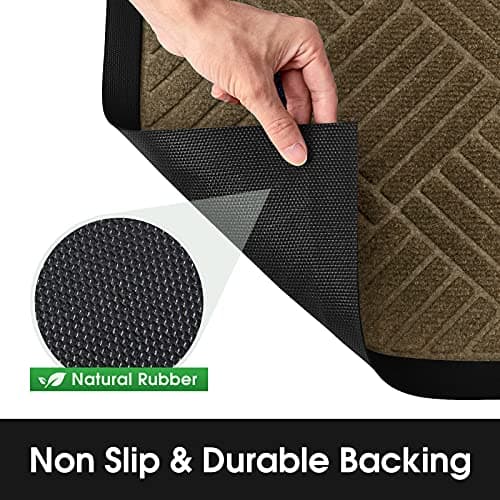 HOMEIDEAS Door Mat Welcome Doormat Outdoor 2 Pack, Rugs for Entryway Front Door Mats, Waterproof Heavy Duty Ultra Thin Rubber Backing Non Slip Floor Entry Mat Shoe Scraper for Doorway 17 x 29.5 Brown - Thumbnail 5