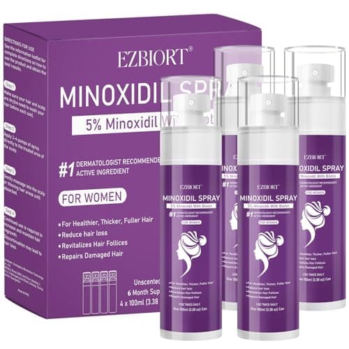 5% Minoxidil Spray for Women-4 PCS ，monoxide for men hair Infused with Biotin, hers hair regrowth treatment, Supports Thicker and Fuller Hair & Beard (13oz, 7 Month Supply) - Image 1