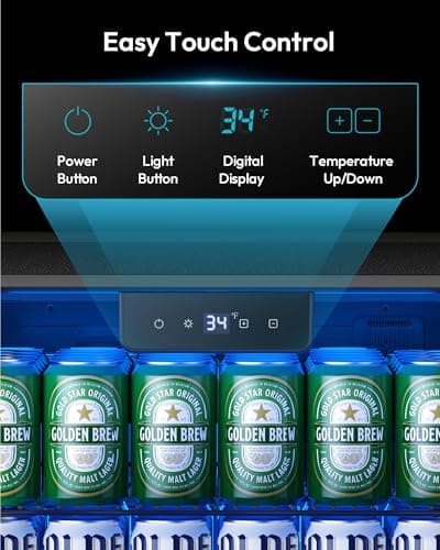 EUHOMY Mini Fridge 130 Can Beverage Refrigerator Cooler Glass Door for Soda Wine Beer, Beverage Cooler for Home, Bar, Office with Digital Temperature Control Adjustable Shelves, 3.2 Cu.Ft, Silver - Thumbnail 6