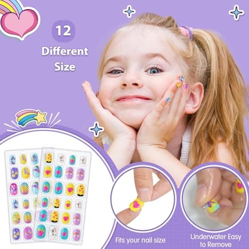 Ylovetoys Kids Nail Polish Set for Girls, Nail Art Kit for Kids Ages 7-12, All-in-One Nail Dryer Salon with Press On False Nails, Non-Toxic Polish, Stickers, DIY Decorative, Gift Toys for Girls - Thumbnail 3