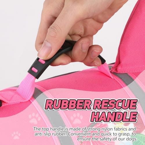 Doglay Dog Life Jacket, Ripstop Cute Shark Dog Life Jacket with Superior Buoyancy and Rescue Handle, Adjustable Dog Life Vests for Swimming Boating, Pet Flotation Vest for Small Medium Large Dogs - Thumbnail 4