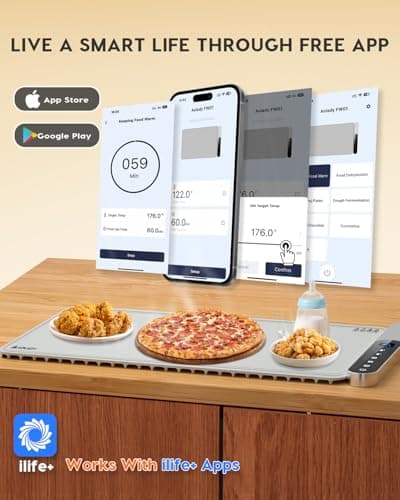 Warming Mat for Food Electric Silicone Fast Heating Chafing Dishes for Parties Buffet with APP Controller 15"x23.6" with 8H Timer & Adjustable Temperature, Light Gray - Thumbnail 3