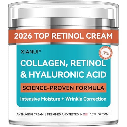 XIANUI Retinol Face Cream with Collagen & Hyaluronic Acid - Anti Aging & Firming Face Moisturizer for Women & Men - Wrinkle Reduction Night & Day Cream, 1.7 Fl Oz - Image 1