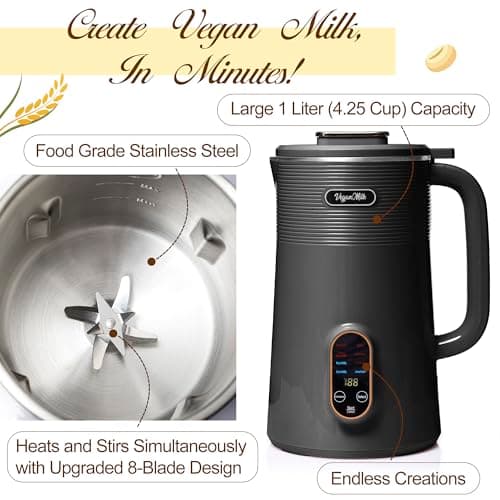 Nut Milk Maker Machine, Almond Milk Maker Machine, Soy Milk Maker Machine, Oat Milk Maker Machine - 8 in 1 Plant Based Milk Maker Machine Works as: Nut Milk Machine, Soymilk Maker & Soup Maker Machine - Thumbnail 5