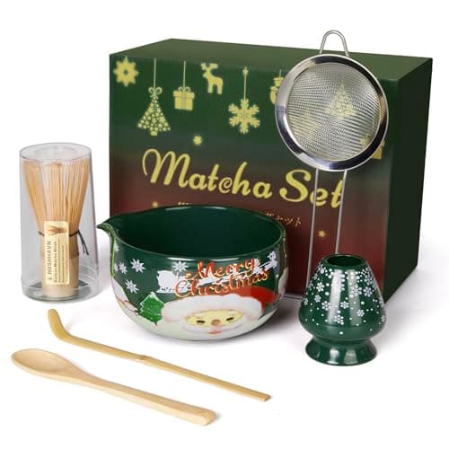 HUSHHAVN Christmas Gifts Matcha Whisk Set, Ceramic Matcha Set Includes Bowl & Holder, Bamboo Whisk (Chasen), Scoop, Spoon and Sifter, 6PCS Matcha Kit Covers Everything Needed for Making Matcha - Image 1