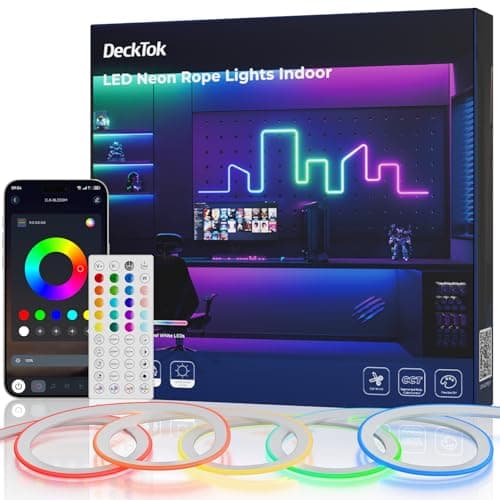 DeckTok Led Neon Rope Lights - Flexible Led Control with App/Remote Rope Lights 16.4FT Multiple Modes RGB IP65 Waterproof Outdoor Neon Music Sync Gaming Strip for Christmas Decor Indoor/Outdoor - Image 1