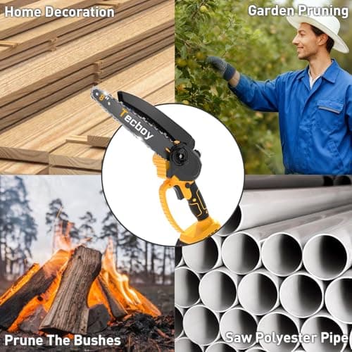 8 Inch Mini Electric Chainsaw Cordless, 6 Inch Portable Chain Saw for Makita 18V Battery Powered Saws Small HandHeld Saw with 2 Batteries and Chains Yard Tool Tree Trimming Wood Cutting Gifts Men Dad - Thumbnail 4