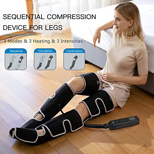 CINCOM Leg Massager with Heat and Compression, 3-in-1 Foot Calf & Thigh Massager for Circulation and Pain Relief Helpful for Lymphedema Edema Restless and Relaxation FSA - HSA - Thumbnail 4