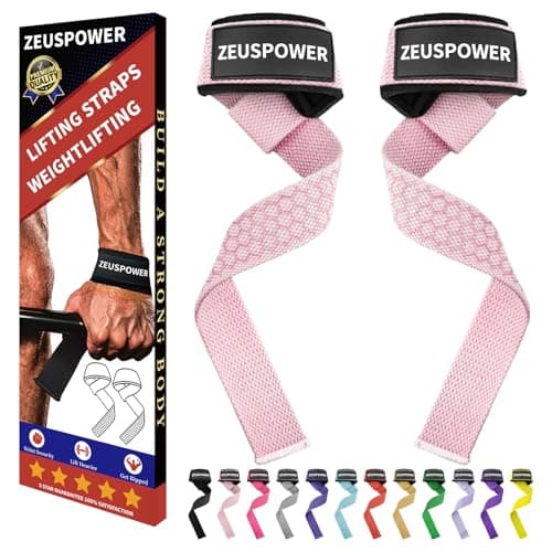 Lifting Straps for Weightlifting,23 Inches,Cotton Padded,Hand Wrist Silicone Grip for Deadlifting,Powerlifting,Gym,Workout Weight Lifting (02-Pink Silicone, Hard Type) - Image 1
