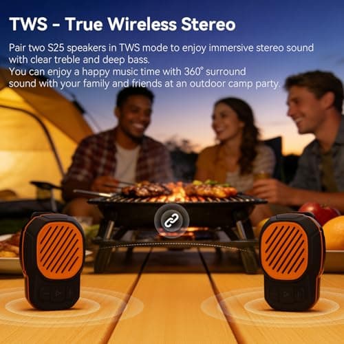 Wearable Bluetooth Speaker, 2.2oz Magnetic Clip on Speaker, IPX6 Waterproof Built-in Mic Clip Speaker, 400mAh Mini Speaker 5.4 Bluetooth, TWS Small Portable Speaker Gifts for Men Women Dad Mother - Thumbnail 6
