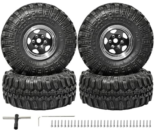 RcThjia 1.0 Beadlock Wheel Soft Tire Set RC Upgrade Part for Traxxas 1/18 TRX4M 1/24 RC Crawlers car Axial SCX24 FMS FCX24 Gladiator Bronco C10 JLU Deadbolt B17 Upgrade.(4Pcs/Set) - Image 1