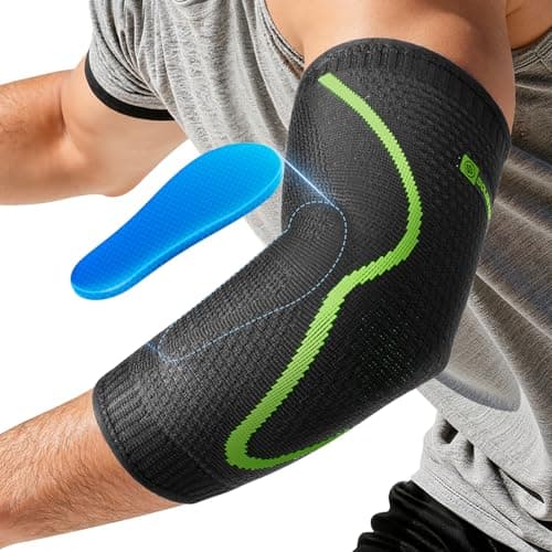 Elbow Brace Support with Gel Pads Breathable Elbow Compression Sleeve for Men & Women 4D Knit Elbow Sleeve for Golfer's, Tennis Elbow, Tendonitis, Reduce Joint Pain During Any Activity(Black, Large) - Image 1