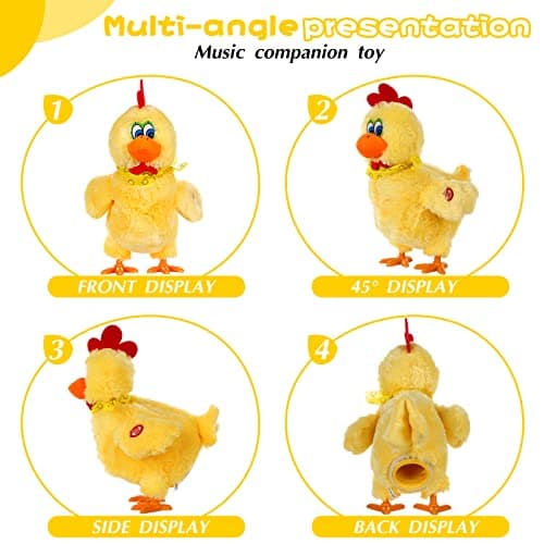 dgdgcool Easter Toys Chicken Laying Eggs Electric Chicken Stuffed Animal Dancing Toy Stuffed Plush Toy with Music - Thumbnail 3