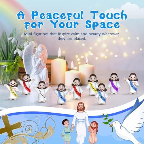 Imerance 100 Pcs Little Jesus Figures，Mini Jesus Figurines Tiny Statues for Easter Egg Stuffers to Hide and Seek Sunday School Religious Party Share （Multicolor） - Thumbnail 2