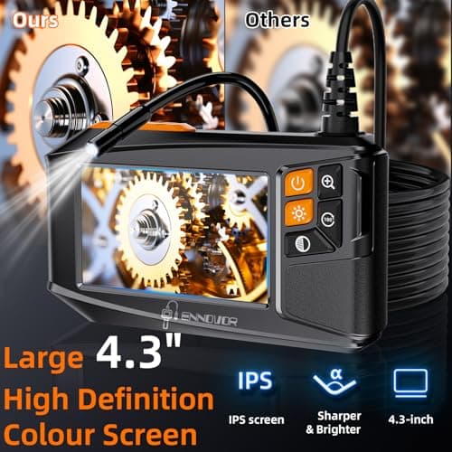 Endoscope Camera with Light, 4.3" HD 1920P Borescope Snake Inspection Camera, IP67 Waterproof 8 Adjustable LEDs 32.8ft Semi-Rigid Tool Kit for Automotive Plumbing DIY Cool Gadgets - Thumbnail 2