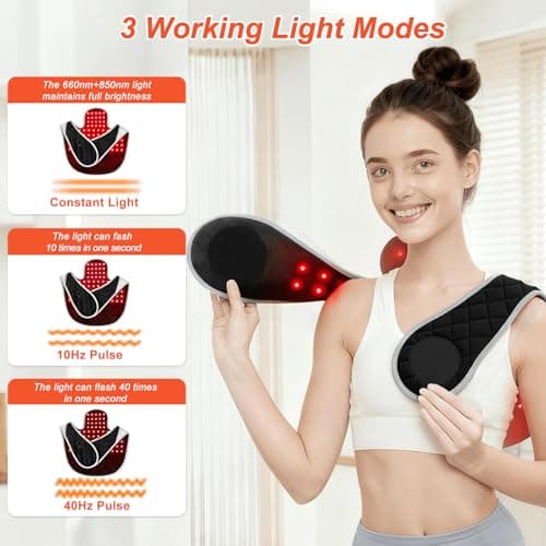 Red Light Therapy for Neck and Shoulders 3-in-1 LED Bead 660nm&850nm Infrared Light Therapy Belt for Neck Waist Back with Timer Remote Control Wearable Suitable for Home and Office Use - Thumbnail 3