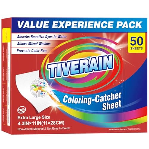 TIVERAIN 50 pcs Coloring-Catcher Sheet for Laundry,Color Grabbers Laundry Sheet,Allow Mixed Washes and Prevents Color Runs,Fragrance Free Color Absorber Sheets for Family No Fluorescent Agent - Image 1