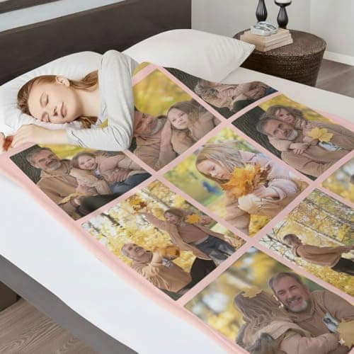 giftoria Personalized Picture Blanket - Custom Throw for Girlfriend, Cozy Photo Blanket for Couples, Unique Birthday Gift Ideas | Shipping from The US (Custom Blanket-ST-03) - Thumbnail 3
