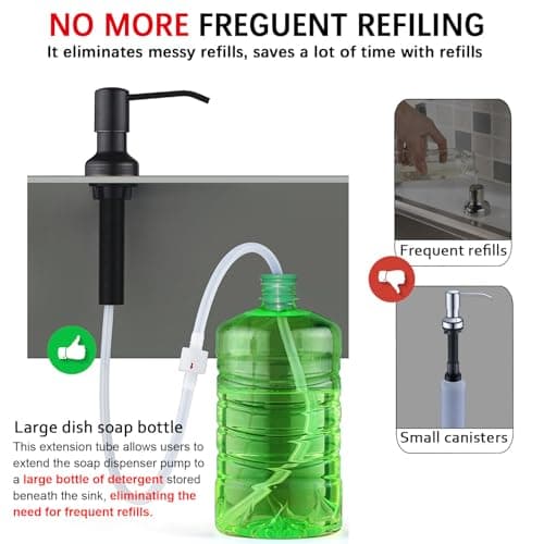 Sink Soap Dispenser Extension Tube Kit with Upgraded Check Valve, 47" Under Counter Soap Dispenser Tube for Kitchen Sink, Fit Most Soap Containers, Strong Suction, No More Tiny Bottle Daily Refills - Thumbnail 2