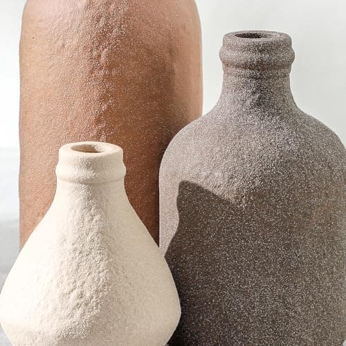 Ceramic Vase Set of 3, Vases Home Decor, Decorative Vases for Table, Boho Flower Vase Modern Neutral Vases for Room Decor, Table, Mantel,Entryway Living Room Kitchen Bedroom Bathroom - Brown - Thumbnail 3
