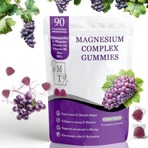 MATOP Magnesium Complex for Women Gummies - 8 in 1 Triple Magnesium Complex (Glycinate, Malate, Citrate) with L-Theanine, Ashwagandha, Vitamin D3, B6 & Zinc - Stress, Calm & Focus - 90 Vegan Gummies - Image 1