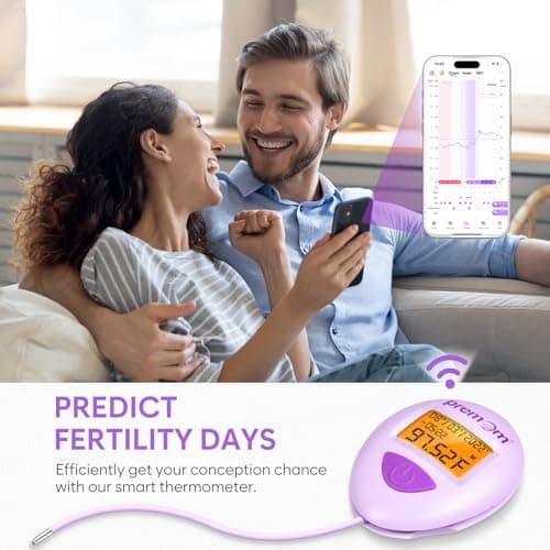 Premom Smart Basal Body Thermometer for Ovulation: Long-Tip for Hands-Free, Digital Ovulation Tracker with 1/100th Degree High Precision, Backlight & 60 Memory | Premom App Supported | EBT-380 - Thumbnail 4