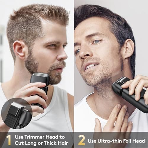 Brightup Electric Foil Shavers for Men - Smooth & Close Electric Razor for Men with Pop Up Trimmer - Wet Dry Shaving/Travel Lock/LED Display/IPX6 Waterproof - Thumbnail 2