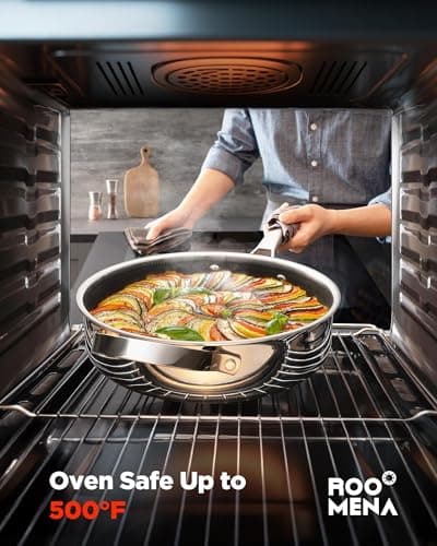 Nonstick Sauce Pan with Lid, Non-Toxic Tri-Ply Hybrid Ceramic Saucepan, 3.5 Quart Stainless Steel Pans, PFAS/PFOA/PTFE Free, Dishwasher & Oven Safe, Induction Compatible - Thumbnail 4